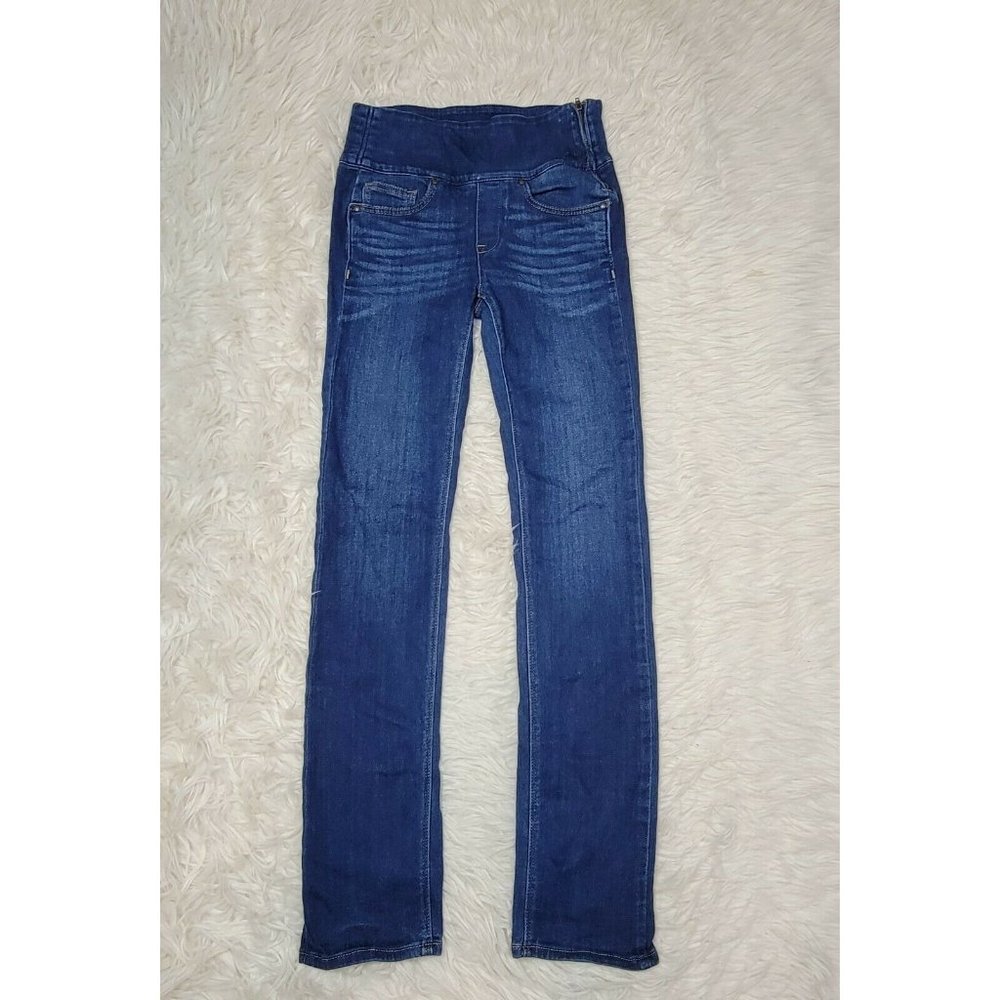 Spanx Womens Size 26 Signature Straight Side Zip Jeans Denim Dark Wash Stretch D